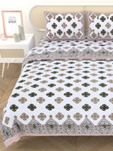 Floral Printed Bedding Set - 1 King Bedsheet, 1 Jaipuri Razai/Quilt, 2 Pillow Covers