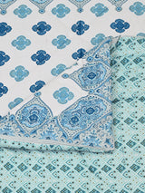 Floral Printed Bedding Set - 1 King Bedsheet, 1 Jaipuri Razai/Quilt, 2 Pillow Covers