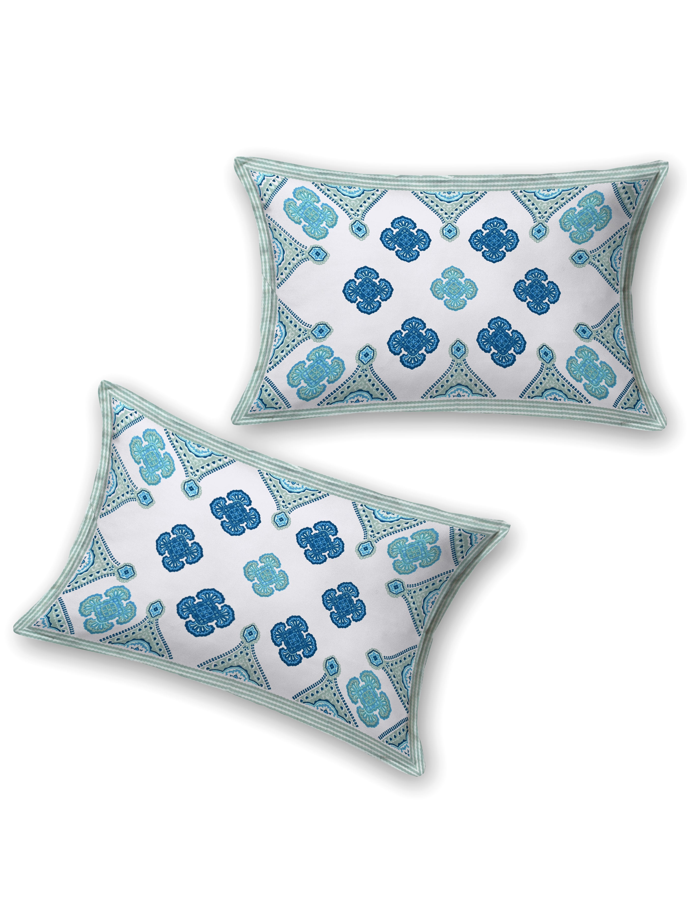 Floral Printed Bedding Set - 1 King Bedsheet, 1 Jaipuri Razai/Quilt, 2 Pillow Covers