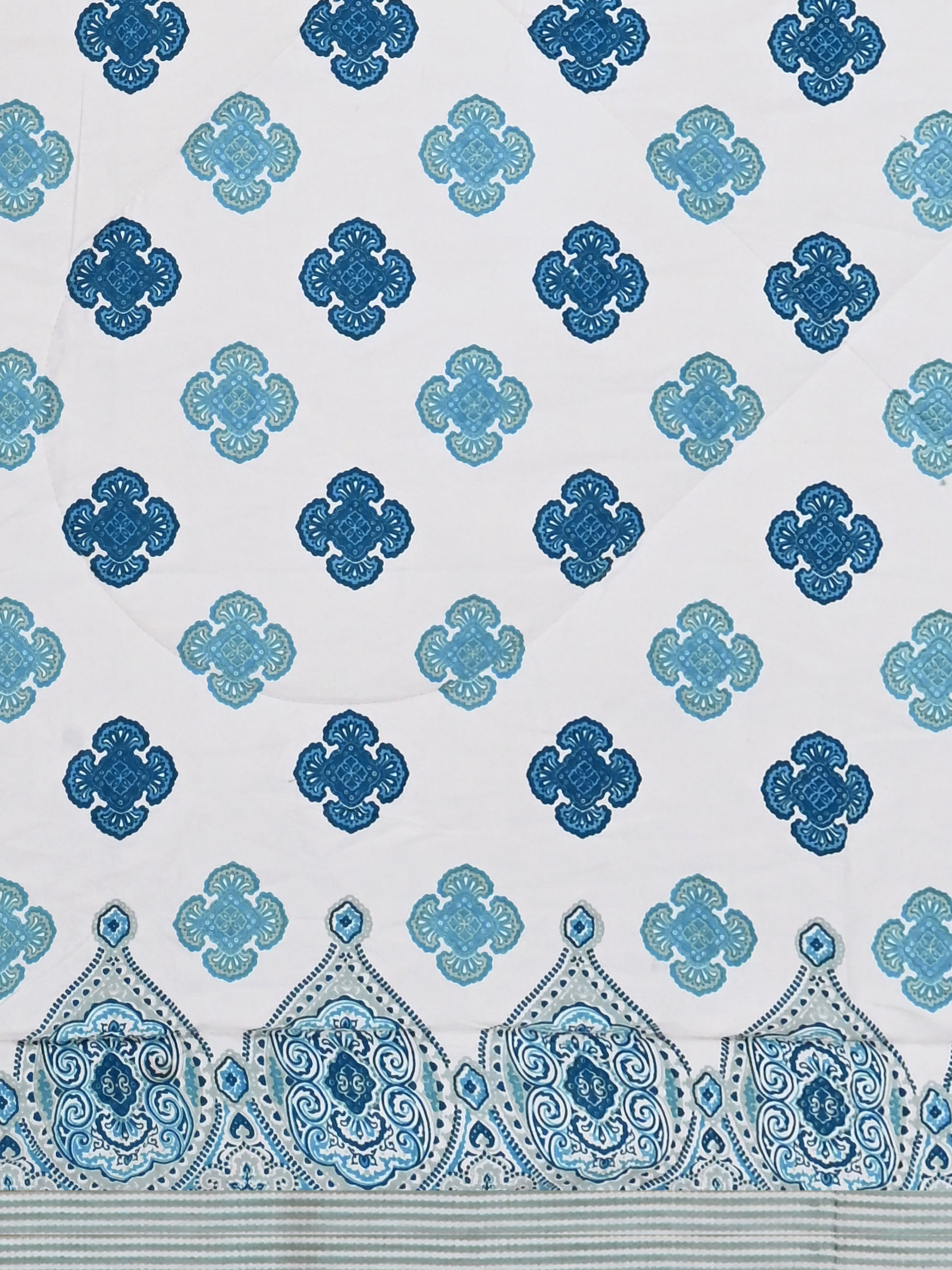 Floral Printed Bedding Set - 1 King Bedsheet, 1 Jaipuri Razai/Quilt, 2 Pillow Covers