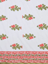 Floral Printed Bedding Set - 1 King Bedsheet, 1 Jaipuri Razai/Quilt, 2 Pillow Covers