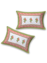 Floral Printed Bedding Set - 1 King Bedsheet, 1 Jaipuri Razai/Quilt, 2 Pillow Covers