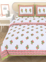 Floral Printed Bedding Set - 1 King Bedsheet, 1 Jaipuri Razai/Quilt, 2 Pillow Covers