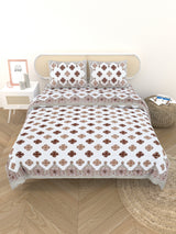 Floral Printed Bedding Set - 1 King Bedsheet, 1 Jaipuri Razai/Quilt, 2 Pillow Covers