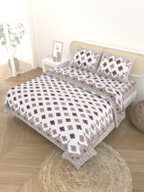 Floral Printed Bedding Set - 1 King Bedsheet, 1 Jaipuri Razai/Quilt, 2 Pillow Covers