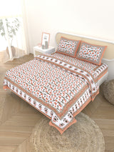 Floral Printed Bedding Set - 1 King Bedsheet, 1 Jaipuri Razai/Quilt, 2 Pillow Covers