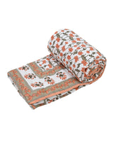 Floral Printed Bedding Set - 1 King Bedsheet, 1 Jaipuri Razai/Quilt, 2 Pillow Covers