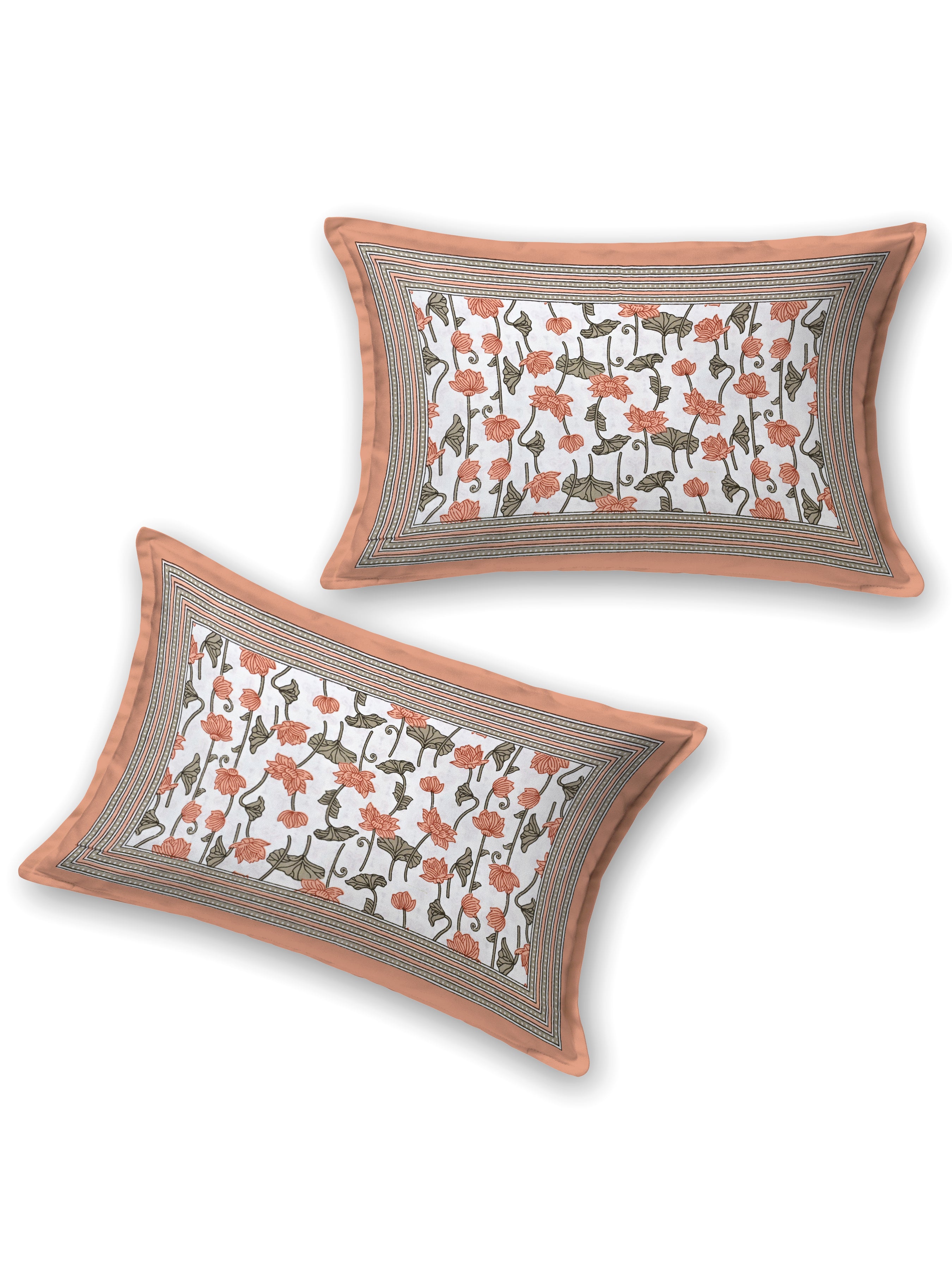 Floral Printed Bedding Set - 1 King Bedsheet, 1 Jaipuri Razai/Quilt, 2 Pillow Covers