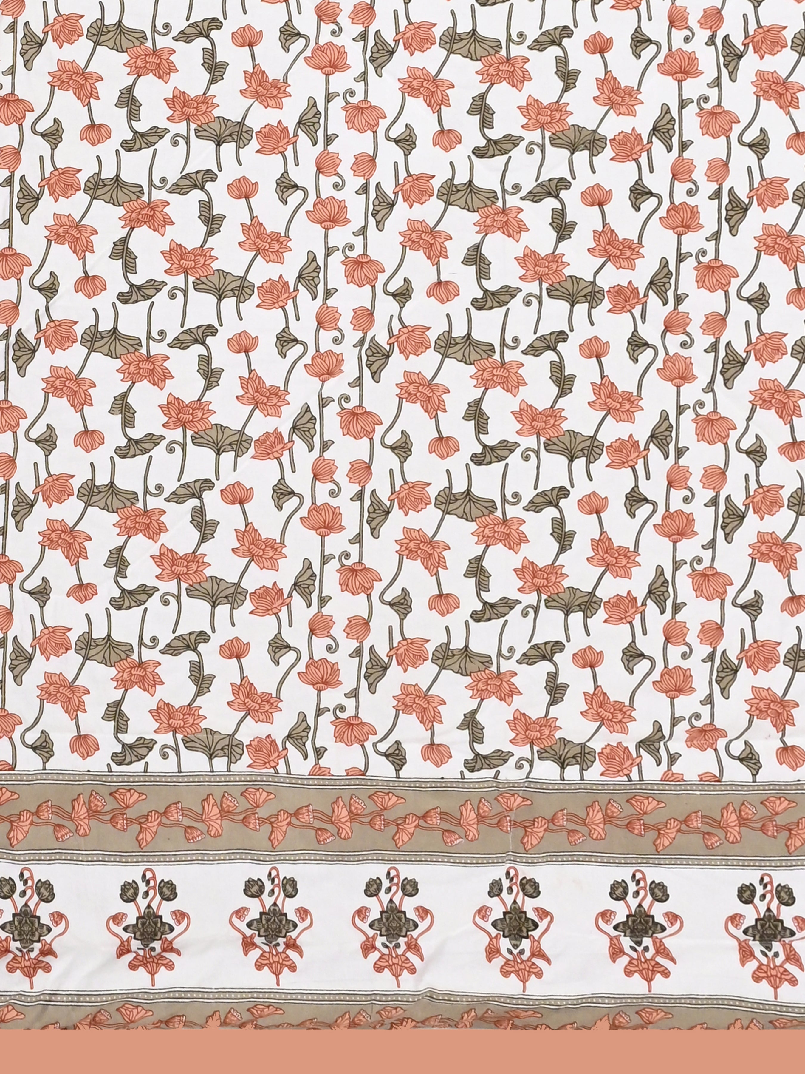 Floral Printed Bedding Set - 1 King Bedsheet, 1 Jaipuri Razai/Quilt, 2 Pillow Covers