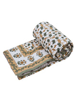 Floral Printed Bedding Set - 1 King Bedsheet, 1 Jaipuri Razai/Quilt, 2 Pillow Covers