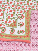 Floral Printed Bedding Set - 1 King Bedsheet, 1 Jaipuri Razai/Quilt, 2 Pillow Covers