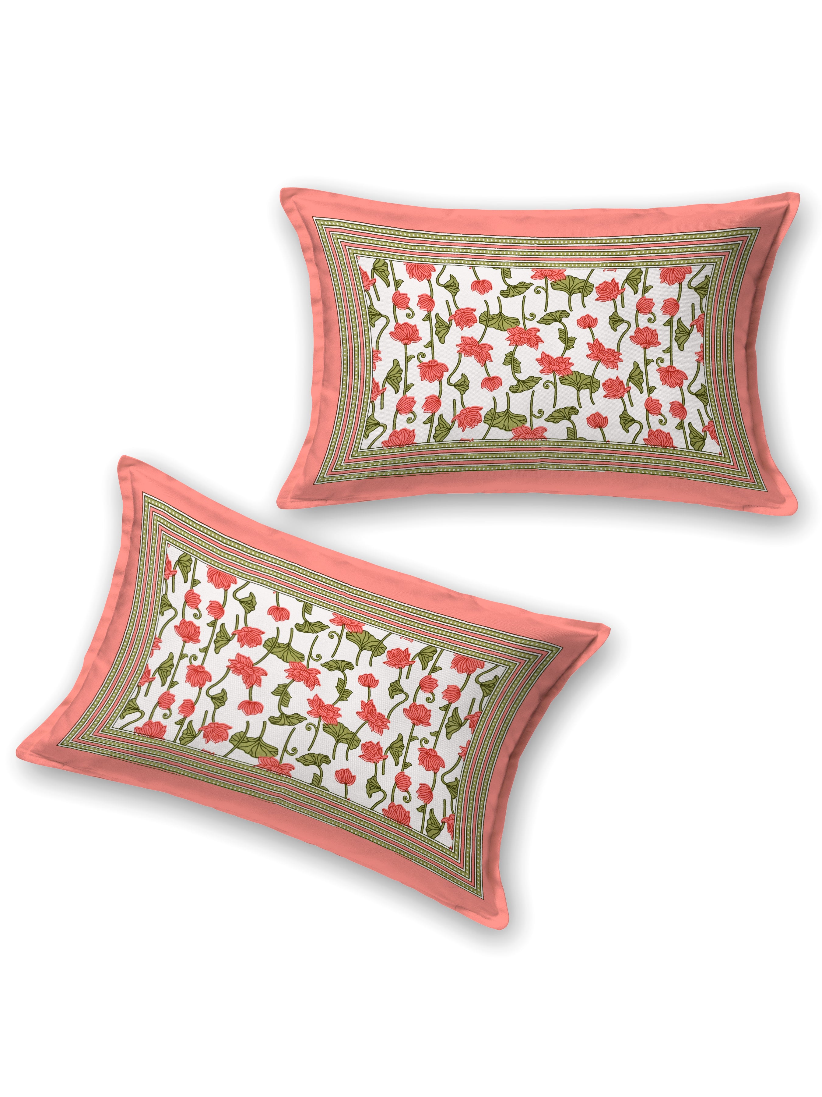 Floral Printed Bedding Set - 1 King Bedsheet, 1 Jaipuri Razai/Quilt, 2 Pillow Covers