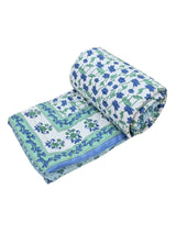 Floral Printed Bedding Set - 1 King Bedsheet, 1 Jaipuri Razai/Quilt, 2 Pillow Covers