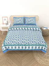 Floral Printed Bedding Set - 1 King Bedsheet, 1 Jaipuri Razai/Quilt, 2 Pillow Covers