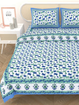 Floral Printed Bedding Set - 1 King Bedsheet, 1 Jaipuri Razai/Quilt, 2 Pillow Covers