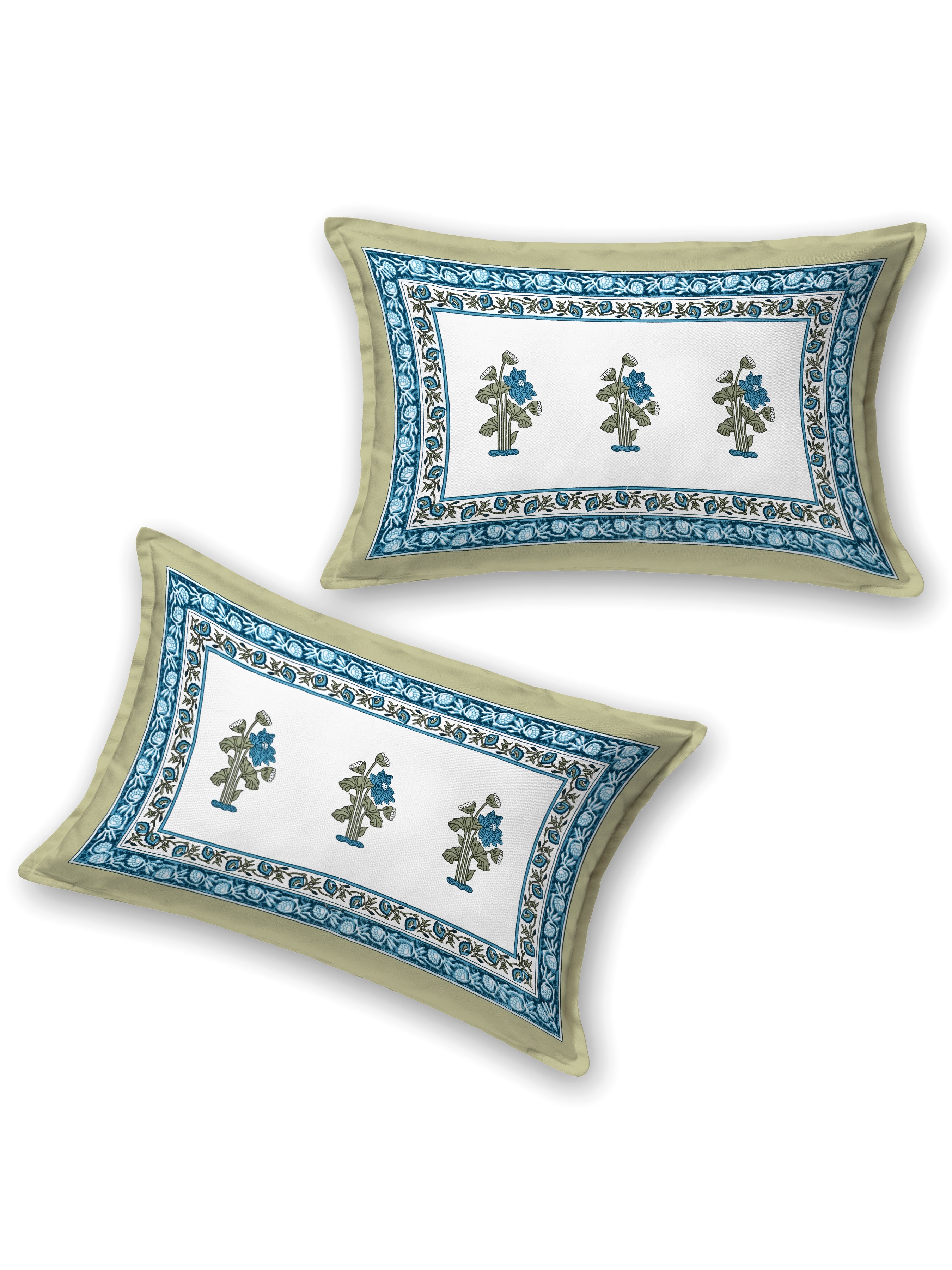 Floral Printed Bedding Set - 1 King Bedsheet, 1 Jaipuri Razai/Quilt, 2 Pillow Covers