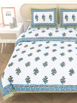 Floral Printed Bedding Set - 1 King Bedsheet, 1 Jaipuri Razai/Quilt, 2 Pillow Covers