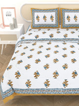 Floral Printed Bedding Set - 1 King Bedsheet, 1 Jaipuri Razai/Quilt, 2 Pillow Covers