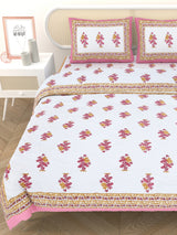 Floral Printed Bedding Set - 1 King Bedsheet, 1 Jaipuri Razai/Quilt, 2 Pillow Covers