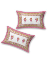 Floral Printed Bedding Set - 1 King Bedsheet, 1 Jaipuri Razai/Quilt, 2 Pillow Covers