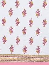 Floral Printed Bedding Set - 1 King Bedsheet, 1 Jaipuri Razai/Quilt, 2 Pillow Covers