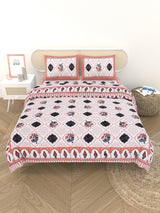 Floral Printed Bedding Set - 1 King Bedsheet, 1 Jaipuri Razai/Quilt, 2 Pillow Covers