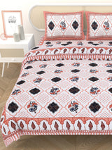 Floral Printed Bedding Set - 1 King Bedsheet, 1 Jaipuri Razai/Quilt, 2 Pillow Covers