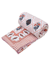 Floral Printed Bedding Set - 1 King Bedsheet, 1 Jaipuri Razai/Quilt, 2 Pillow Covers