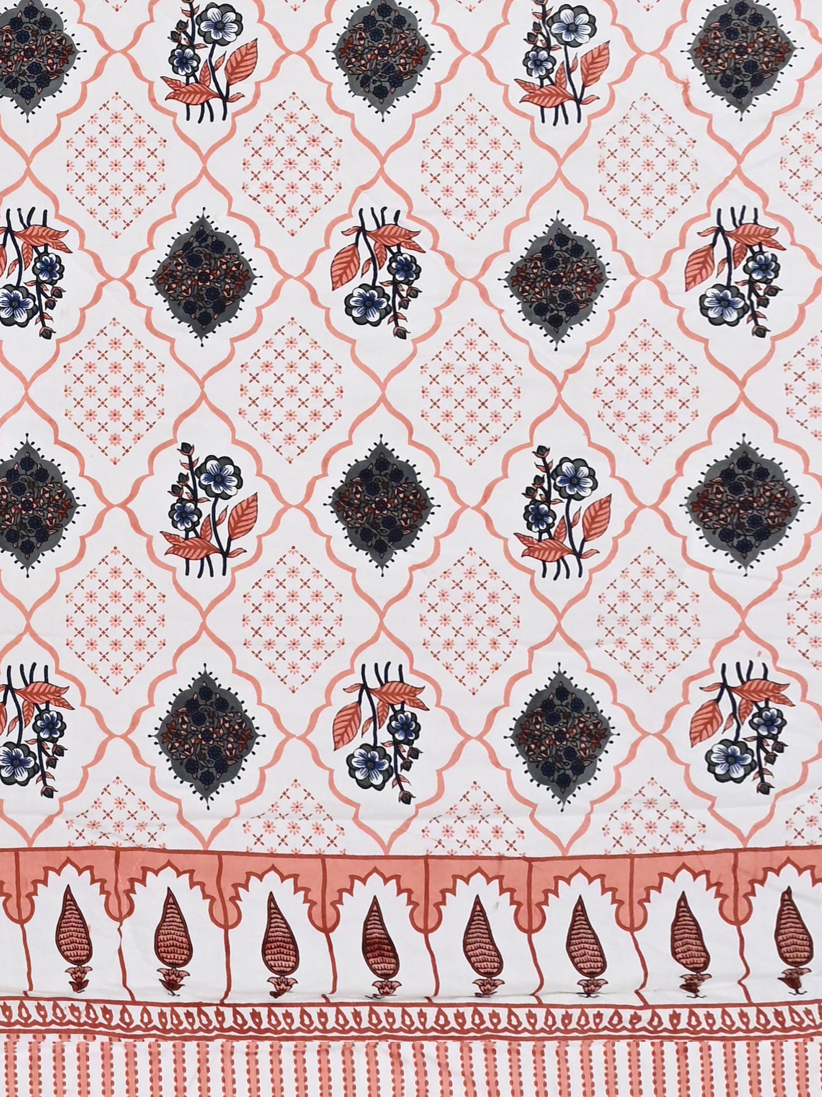 Floral Printed Bedding Set - 1 King Bedsheet, 1 Jaipuri Razai/Quilt, 2 Pillow Covers