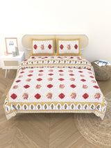 Floral Printed Bedding Set - 1 King Bedsheet, 1 Jaipuri Razai/Quilt, 2 Pillow Covers