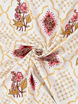 Floral Printed Bedding Set - 1 King Bedsheet, 1 Jaipuri Razai/Quilt, 2 Pillow Covers