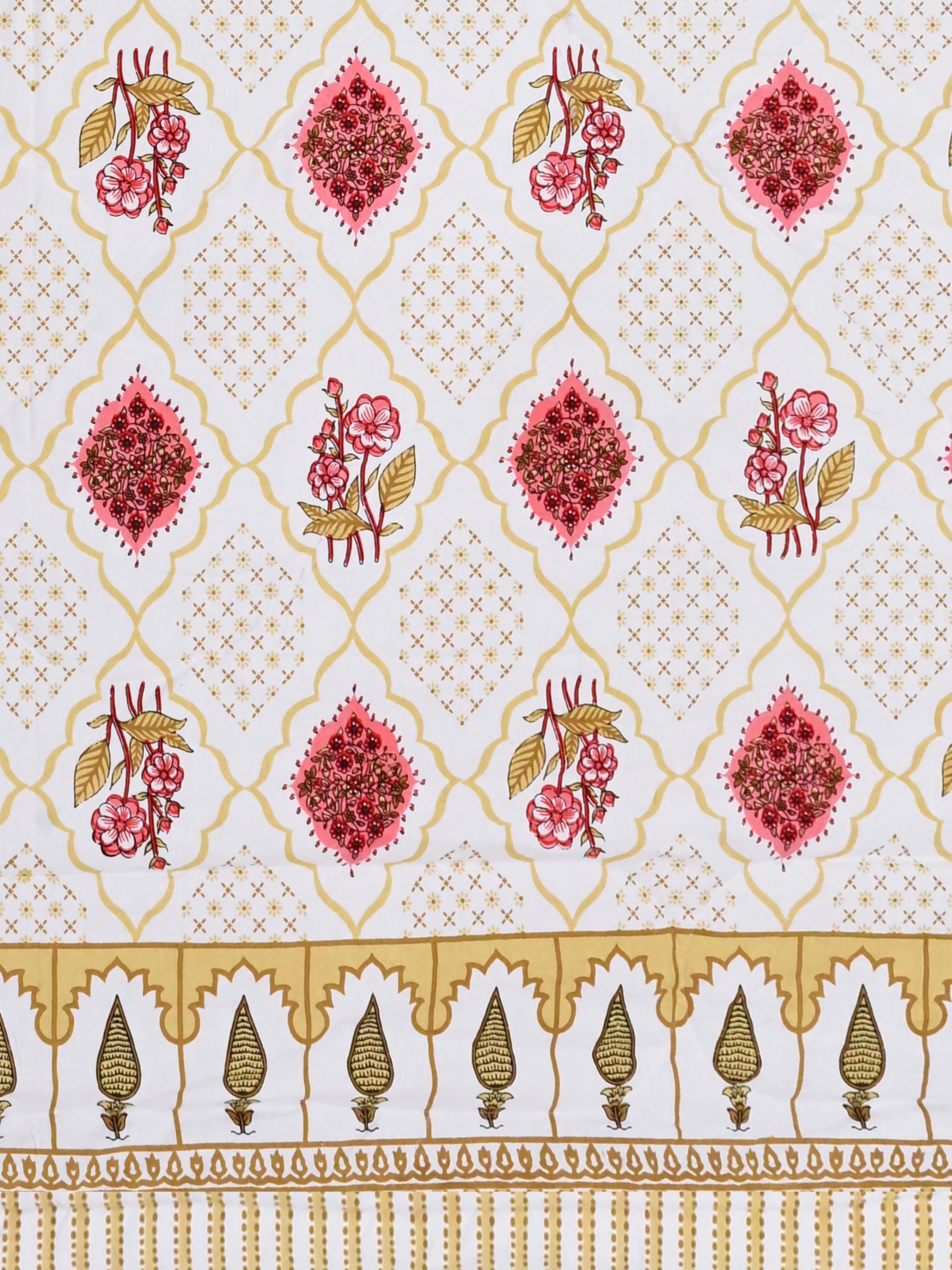 Floral Printed Bedding Set - 1 King Bedsheet, 1 Jaipuri Razai/Quilt, 2 Pillow Covers