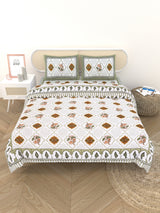 Floral Printed Bedding Set - 1 King Bedsheet, 1 Jaipuri Razai/Quilt, 2 Pillow Covers