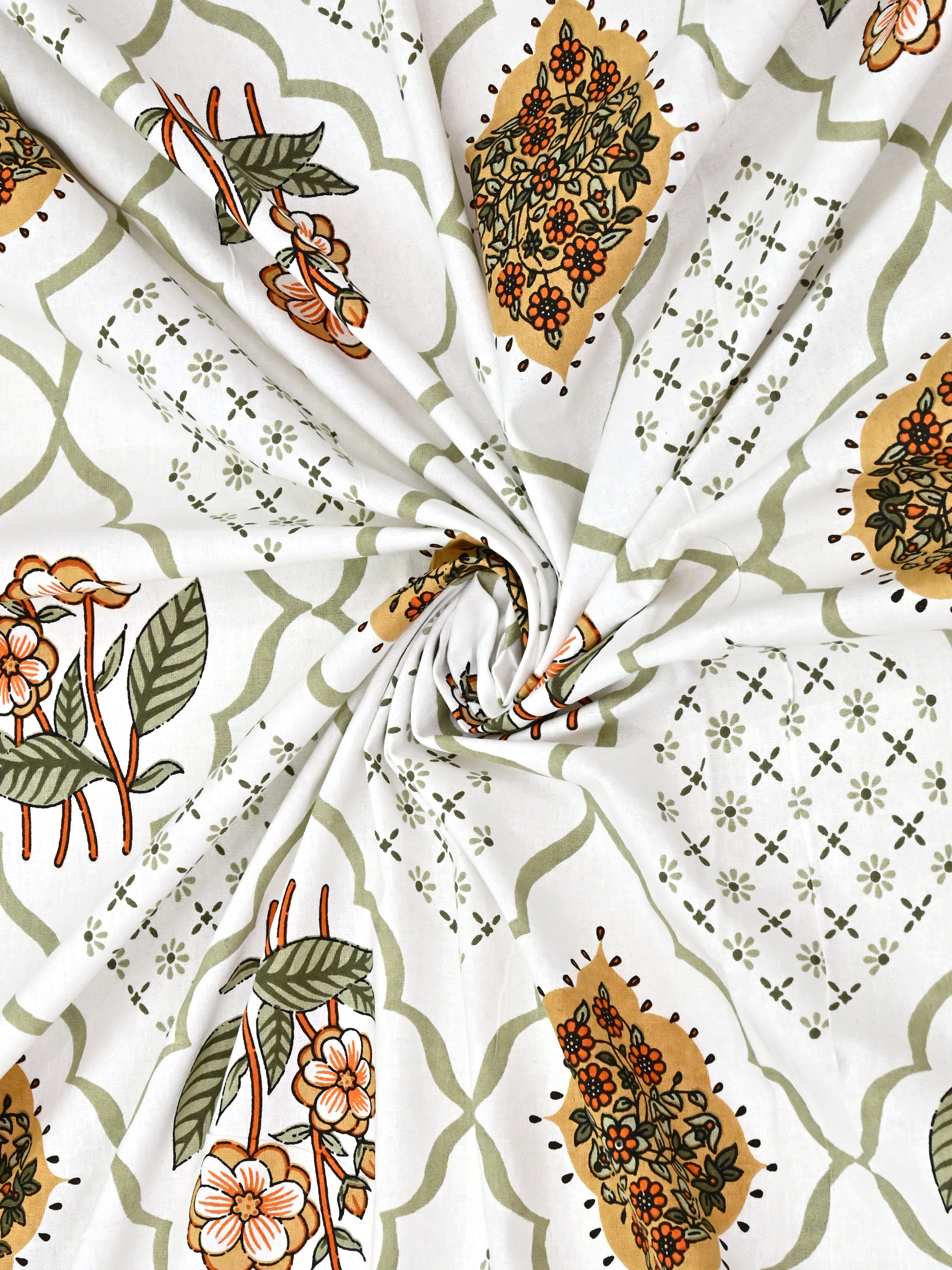 Floral Printed Bedding Set - 1 King Bedsheet, 1 Jaipuri Razai/Quilt, 2 Pillow Covers