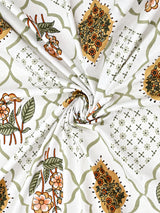 Floral Printed Bedding Set - 1 King Bedsheet, 1 Jaipuri Razai/Quilt, 2 Pillow Covers