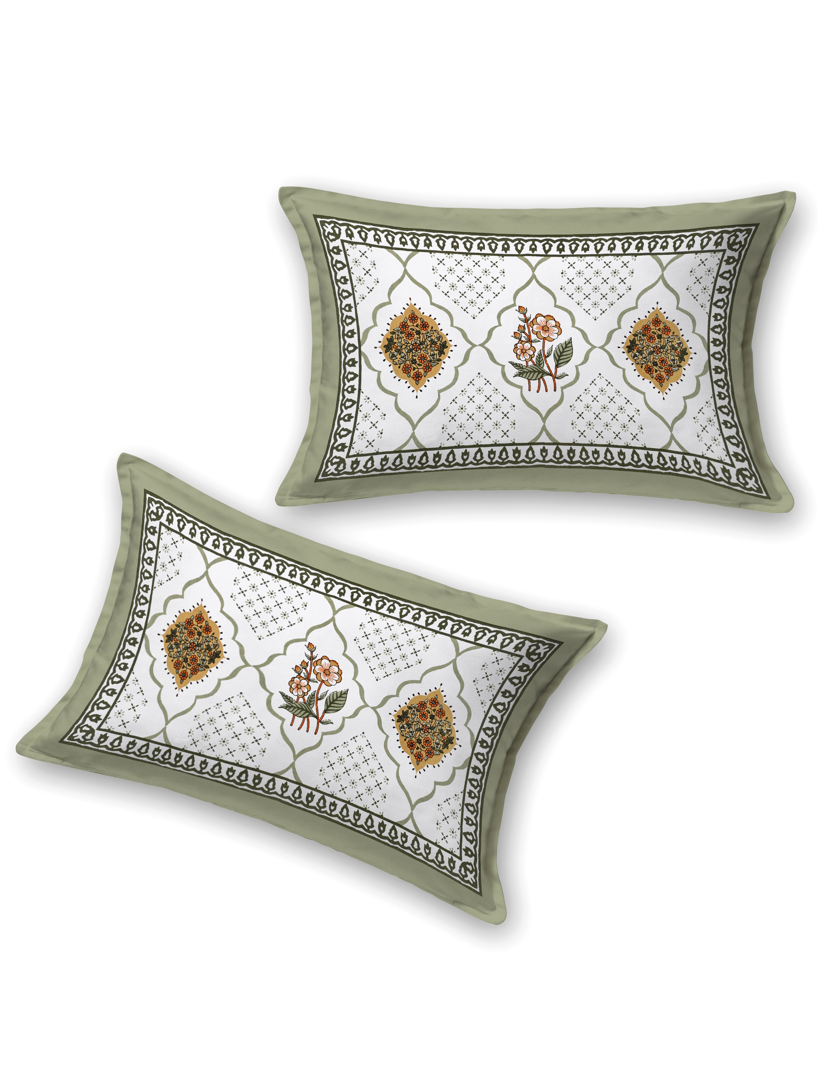 Floral Printed Bedding Set - 1 King Bedsheet, 1 Jaipuri Razai/Quilt, 2 Pillow Covers