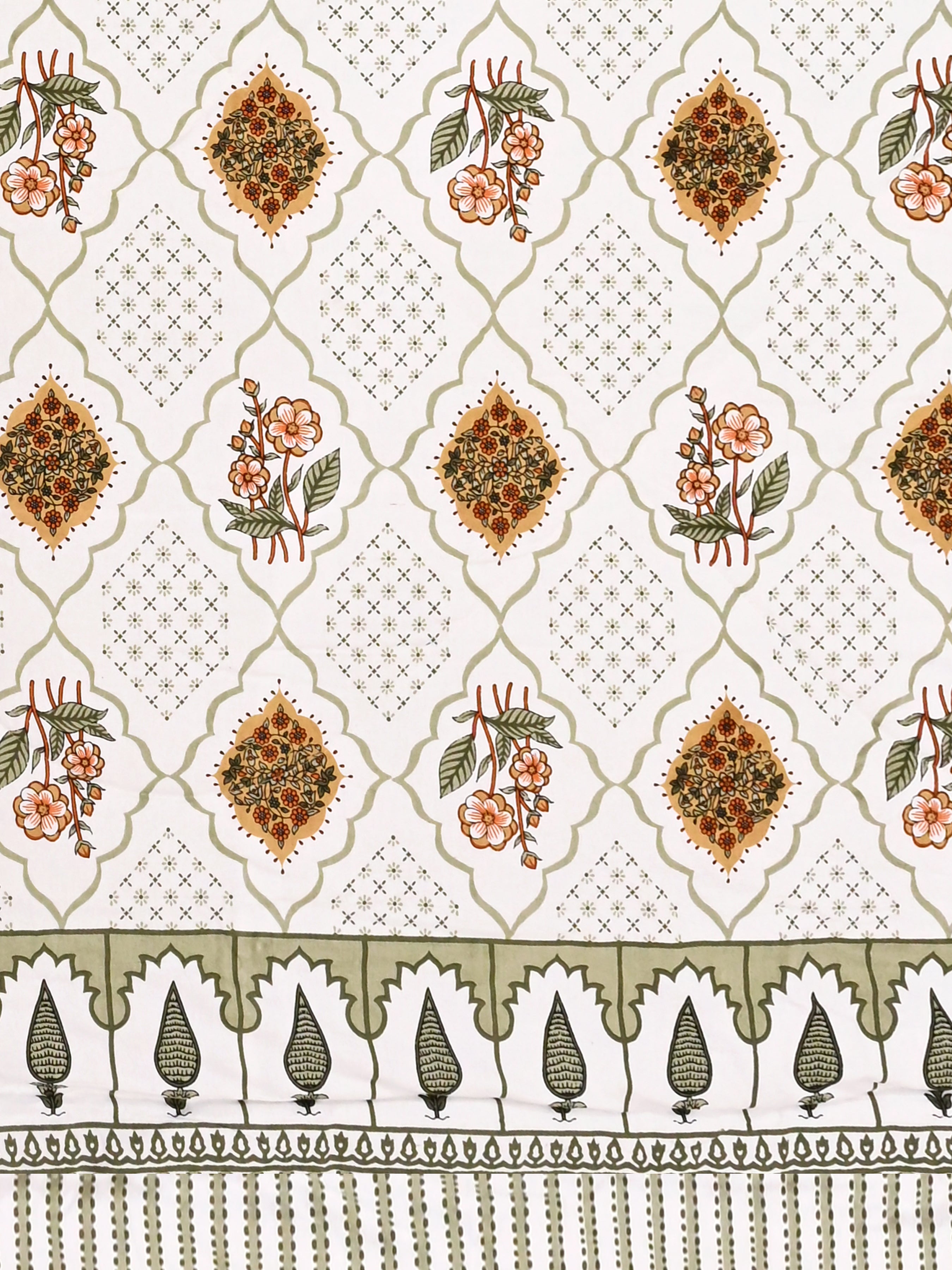 Floral Printed Bedding Set - 1 King Bedsheet, 1 Jaipuri Razai/Quilt, 2 Pillow Covers