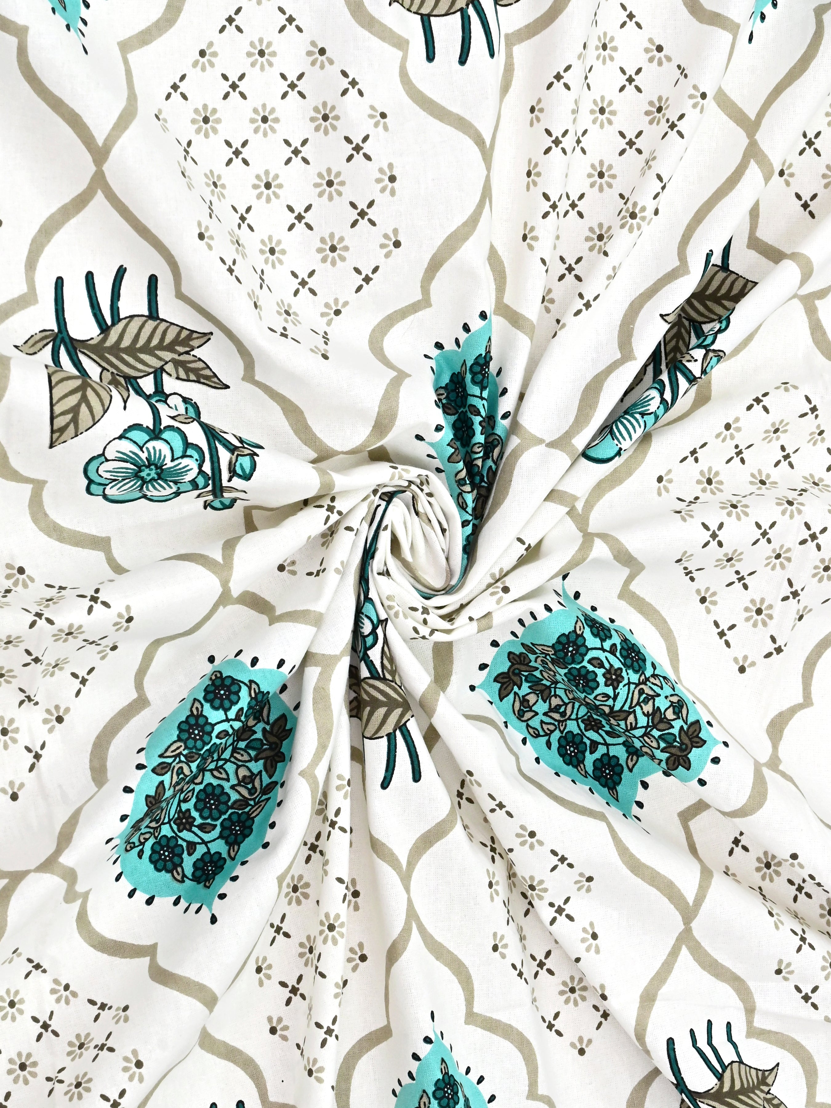 Floral Printed Bedding Set - 1 King Bedsheet, 1 Jaipuri Razai/Quilt, 2 Pillow Covers