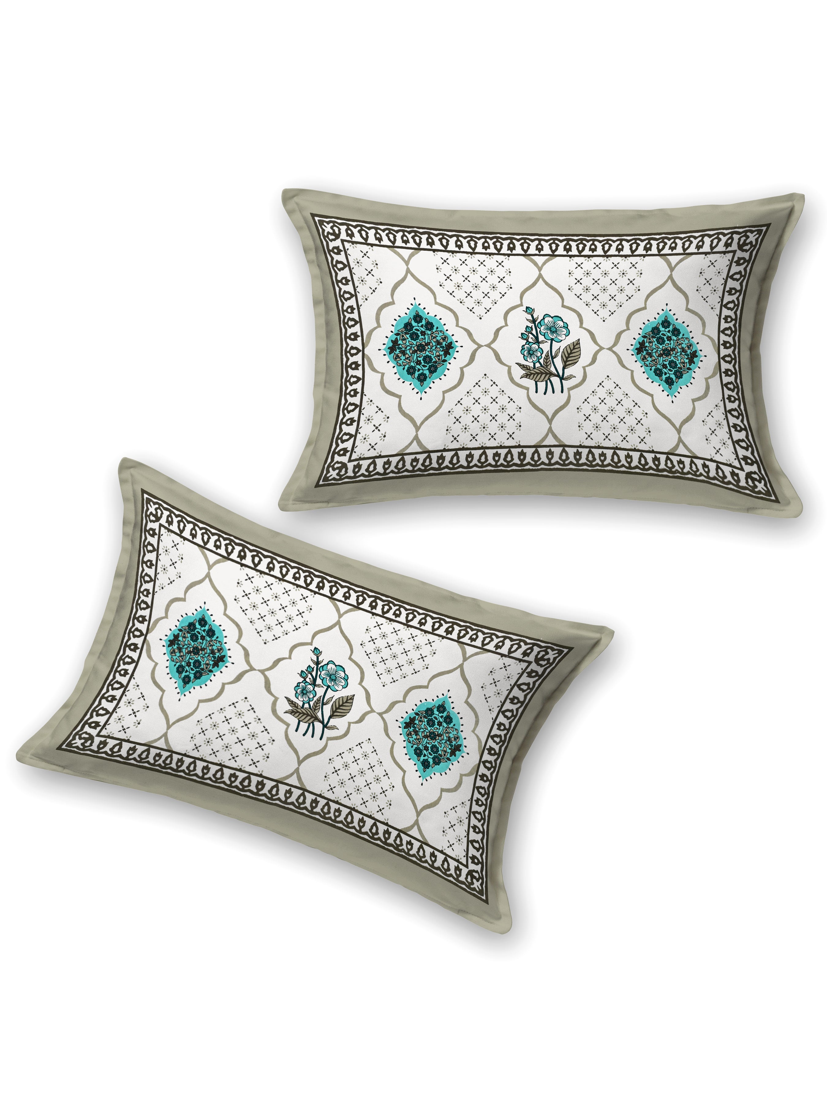 Floral Printed Bedding Set - 1 King Bedsheet, 1 Jaipuri Razai/Quilt, 2 Pillow Covers