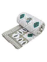 Floral Printed Bedding Set - 1 King Bedsheet, 1 Jaipuri Razai/Quilt, 2 Pillow Covers