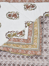 Floral Printed Bedding Set - 1 King Bedsheet, 1 Jaipuri Razai/Quilt, 2 Pillow Covers
