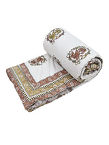 Floral Printed Bedding Set - 1 King Bedsheet, 1 Jaipuri Razai/Quilt, 2 Pillow Covers