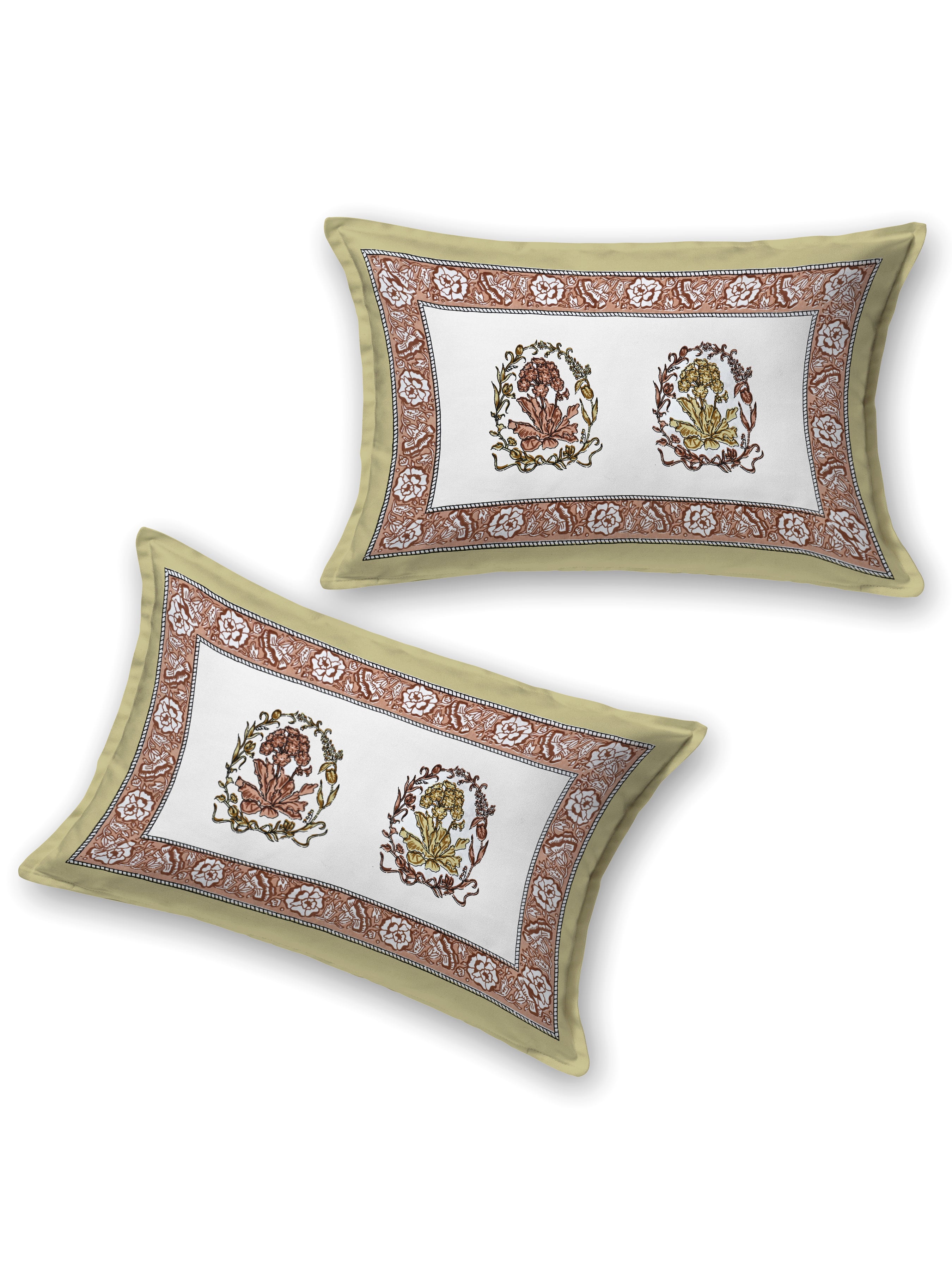 Floral Printed Bedding Set - 1 King Bedsheet, 1 Jaipuri Razai/Quilt, 2 Pillow Covers