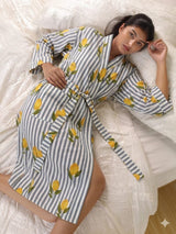 Cotton Kimono Handblock Printed Unisex Bathrobe - Free Size