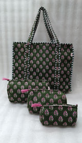 Cotton Tote Bag with Zip & Pouch Combo