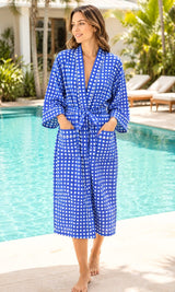 Gift Box With Handblock Print Cotton Robe Gift Set with Sleep Mask, Slippers & Headband