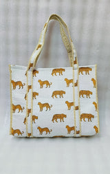 Handblock Printed Quilted Tote Bag without zip/button 17x18x 6 inches