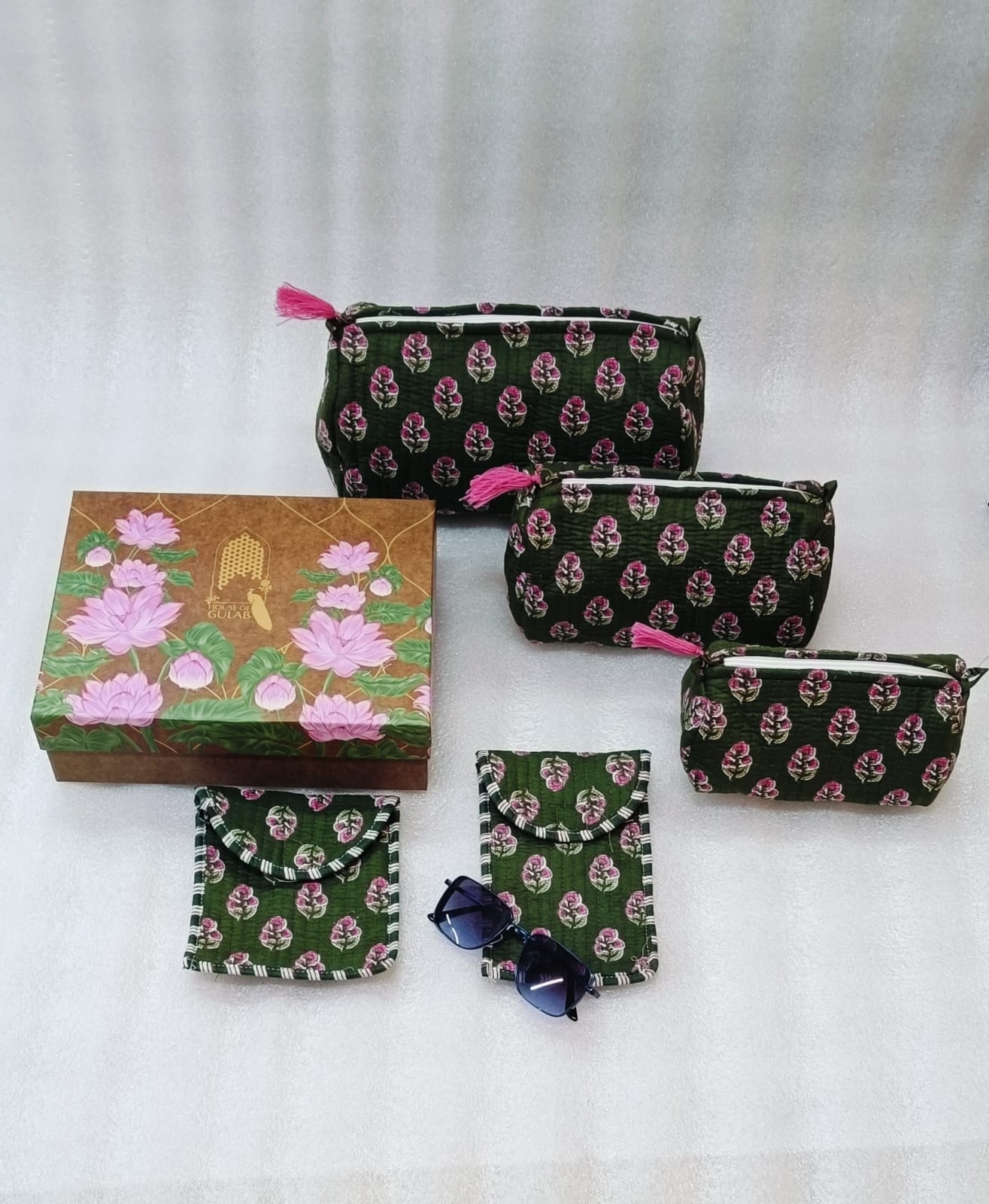 Set of 5 Utility Pouches (3 Makeup Pouches, 1 Sunglass Pouch, 1 Sanitary Napkin Pouch)