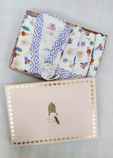 Handblock Printed Waffle Cotton Bathrobe Gift Box for Kids (4-13 Years) – Includes Bath Towel & 2 Hand Towels