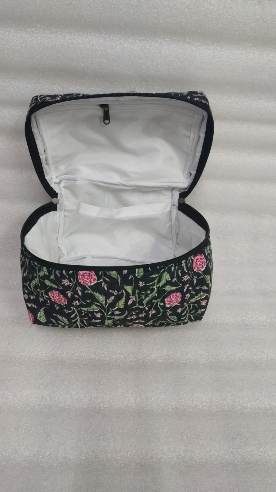 Handcrafted Quilted Makeup Organizer Bag | Cosmetic & Travel Vanity Case - 9x6.5x6.2 inches